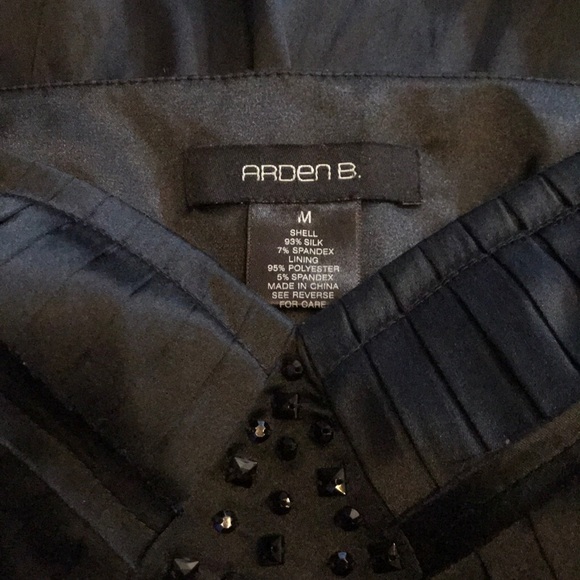 Arden B Black Silk Embellished Cami Tank Pleated - Picture 5 of 7